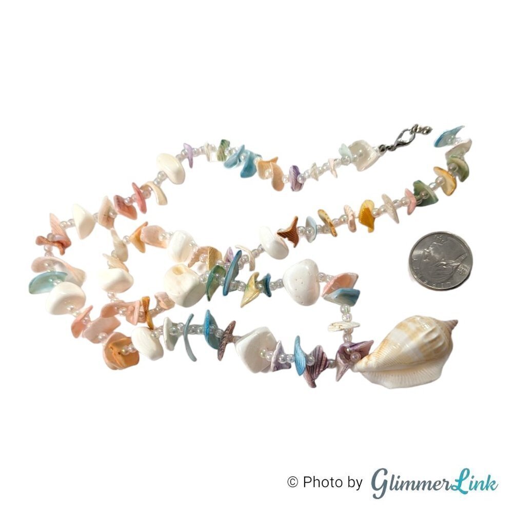 Conch Shell & Shell Chip Multicolor Pastel Beaded… - image 7
